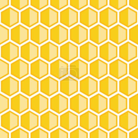 Illustration vectorielle plat jaune nid d'abeille hexagone sans couture