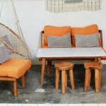 orange sofa chair in the cozy room
