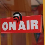 the on-air sign is red and white