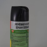 jakarta, indonesia - september 09 2019: back view Baygon cockroach control green aerosol spray can isolated on white background. Baygon is a brand of pesticide produced by S.C. Johnson and Son