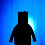 monster silhouette on blue background