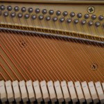 piano hammers with strings close up