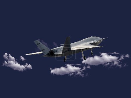 Téléchargez les photos : Bayraktar Kzlelma Combat Unmanned Aerial Vehicle System glissant à travers les nuages. - en image libre de droit