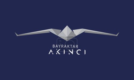 Illustration for Unmanned combat aerial vehicle on blue pattern bacground. Illustration of bayraktar aknc front view. Image for 3d illustration and infographics. - Royalty Free Image