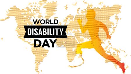 Illustration for International Day of Run Persons with Disabilities, disabled week - 3 December. World Disability Day Design Background For Greeting Moment. December 3 - world disability day greeting card template. - Royalty Free Image