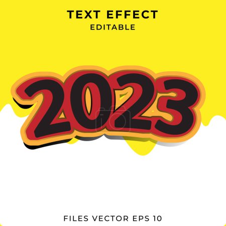 Foto de 2023 feliz año nuevo texto efecto ilustración diseño con fondo amarillo y blanco - Imagen libre de derechos
