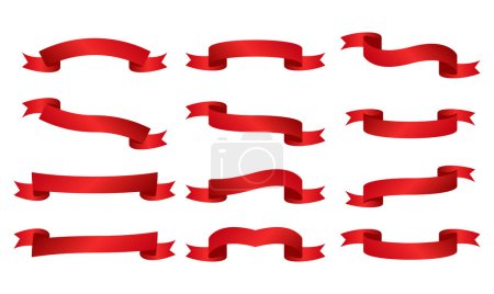 Illustration for Red ribbon set blank template collection. ribbon designs modern vector illustration - Royalty Free Image