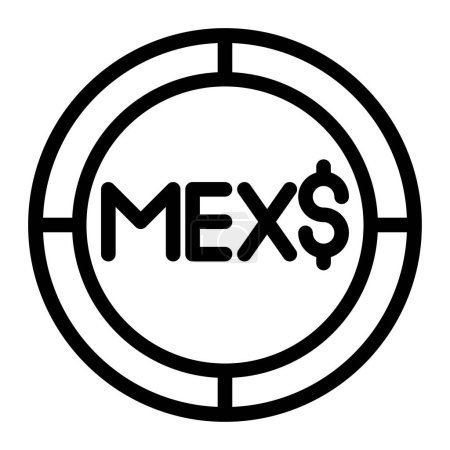 Ilustración de Icono de peso MEX. Esquema mex icono vectorial para el diseño web aislado sobre fondo blanco - Imagen libre de derechos