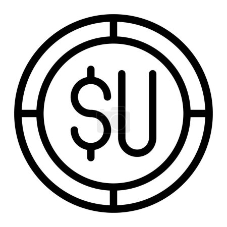 Ilustración de Peso Dólar icono de la moneda. Esquema dólar moneda vector icono para el diseño web aislado sobre fondo blanco - Imagen libre de derechos