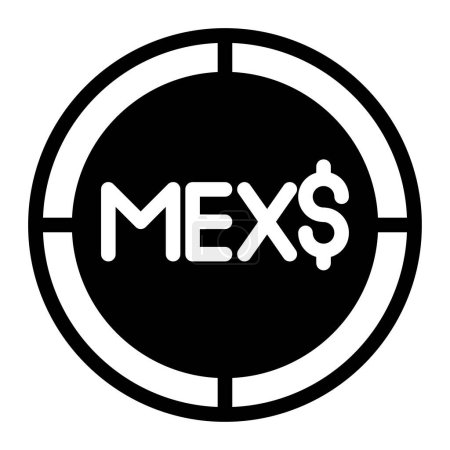 Ilustración de Icono plano de sello MEX. Ilustración vectorial. Monedas de símbolo negro simple sobre fondo blanco. - Imagen libre de derechos