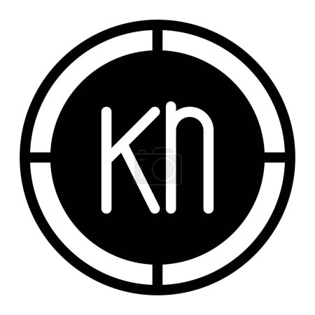 Ilustración de KN Kuna croata icono plano. El pictograma está aislado sobre un fondo blanco. Diseñado para interfaces web y de software. - Imagen libre de derechos