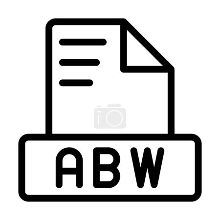 ABW Dateisymbol. Umriss Dateierweiterung Zeichen. Symbole Symbolformat Dateien. Vektorillustration. kann für Webseiten-Schnittstellen, mobile Anwendungen und Software verwendet werden