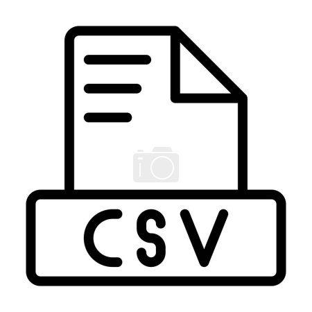 Illustration for CSV File Icon. Outline file extension. file format symbol icon. Vector illustration. can be used for website interfaces, mobile applications and software - Royalty Free Image