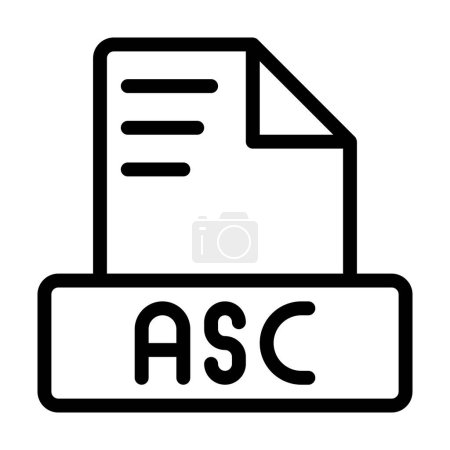 Asc Dateisymbol. Umriss Dateierweiterung Zeichen. Symbole Symbolformat Dateien. Vektorillustration. kann für Webseiten-Schnittstellen, mobile Anwendungen und Software verwendet werden
