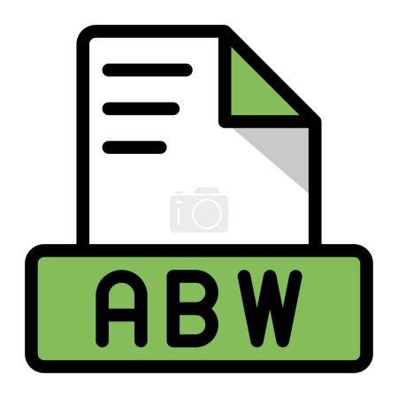 Abw-Datei-Symbol bunten Stil Design. Dokumentenformat Textdateisymbole, Vektorillustration.