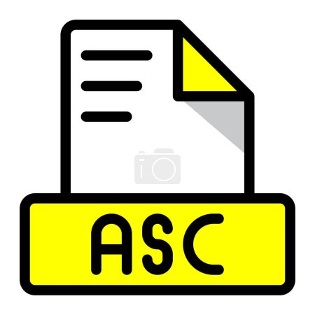 Asc Dateisymbol bunten Stil Design. Dokumentenformat Textdateisymbole, Vektorillustration.
