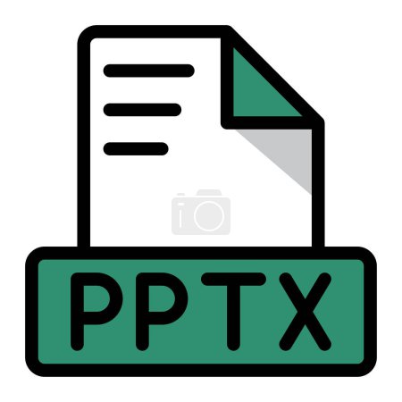 Pptx file icon colorful style design. document format text file icons, Extension, type data, vector illustration.
