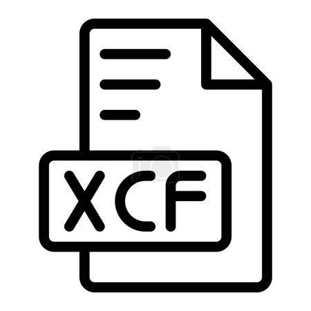 Xcf icono contorno estilo diseño de archivo de imagen. imagen extensión formato tipo de archivo icono. ilustración vectorial