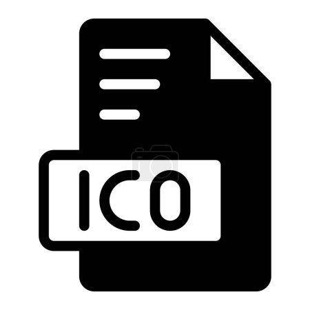 Ico Icon Diseño de glifos. imagen extensión formato tipo de archivo icono. ilustración vectorial