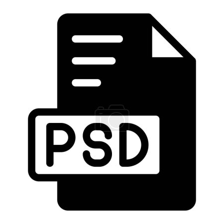 Psd Icon Glyph design. Dateityp-Symbol für die Bildverlängerung. Vektorillustration