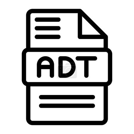 Adt file type icons. Audio extension icon outline design. Vector Illustrations.