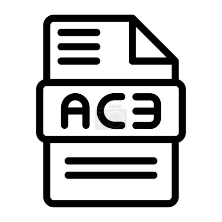 Ilustración de Tipo de archivo Ac3 iconos. Diseño de esquema de icono de extensión de audio. Ilustraciones vectoriales. - Imagen libre de derechos