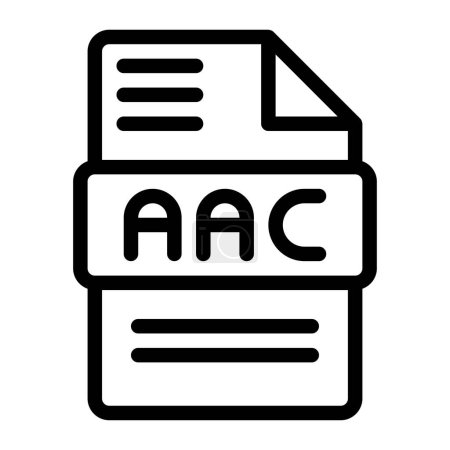 Iconos de tipo de archivo Aac. Diseño de esquema de icono de extensión de audio. Ilustraciones vectoriales.