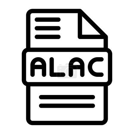 Alac file type icons. Audio extension icon outline design. Vector Illustrations.