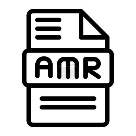 icônes de type fichier Amr. Conception de contour d'icône d'extension audio. Illustrations vectorielles.
