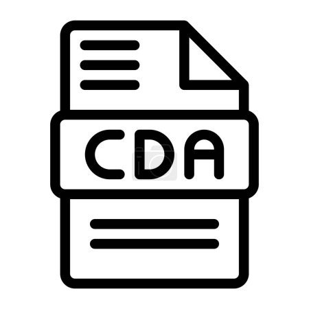 icônes de type de fichier Cda. Conception de contour d'icône d'extension audio. Illustrations vectorielles.
