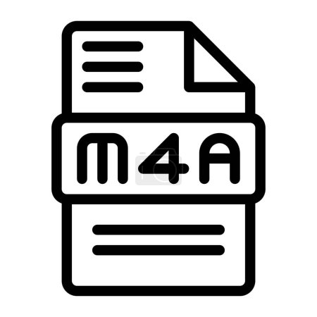M4a File type Icons. Audio Extension icon Outline Design. Vector Illustrations.