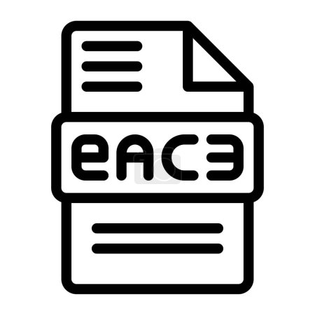 Iconos de tipo de archivo Eac3. Diseño de esquema de icono de extensión de audio. Ilustraciones vectoriales.