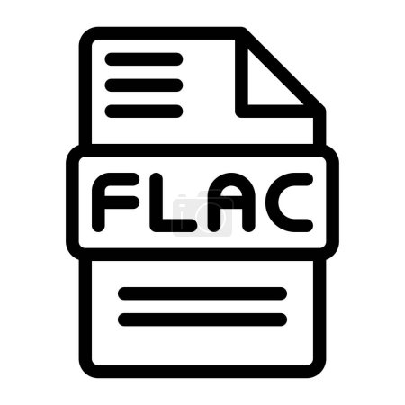 Flac Tipo de archivo Iconos. Icono de extensión de audio Diseño de esquema. Ilustraciones vectoriales.