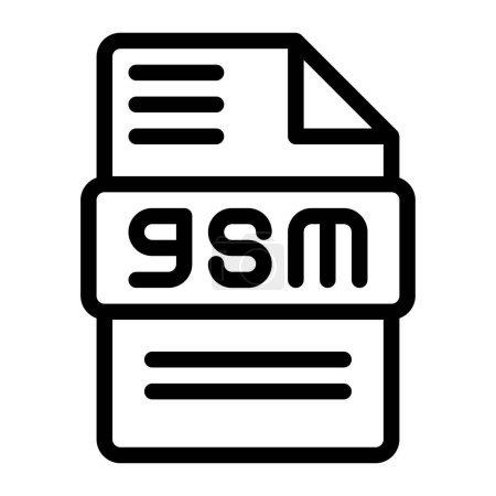 Gsm Tipo de archivo Iconos. Icono de extensión de audio Diseño de esquema. Ilustraciones vectoriales.
