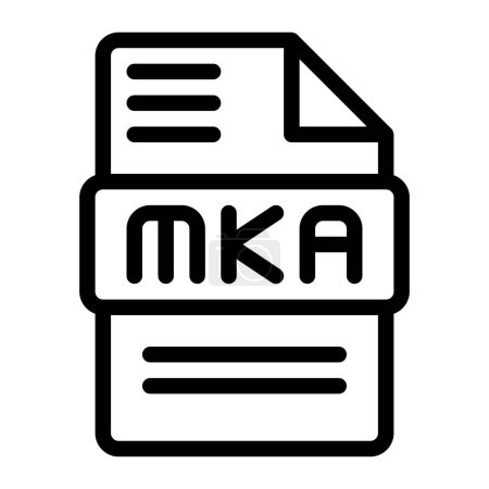 Type de fichier Mka Icônes. Icône d'extension audio Conception de contour. Illustrations vectorielles.
