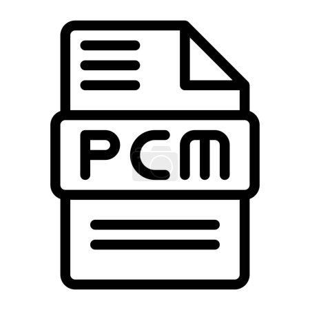 Pcm Tipo de archivo Iconos. Icono de extensión de audio Diseño de esquema. Ilustraciones vectoriales.