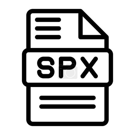 Spx Tipo de archivo Iconos. Icono de extensión de audio Diseño de esquema. Ilustraciones vectoriales.
