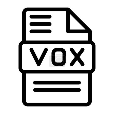 Type de fichier Vox Icônes. Icône d'extension audio Conception de contour. Illustrations vectorielles.