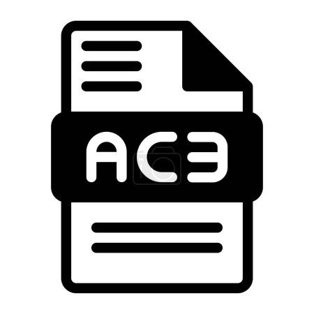 icône de fichier Ac3. Symbole de format audio Icônes solides, illustration vectorielle. peut être utilisé pour les interfaces de site Web, les applications mobiles et les logiciels