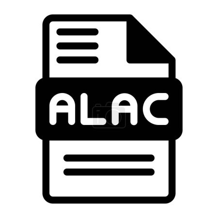 Illustration for Alac file icon. Audio format symbol Solid icons, Vector illustration. can be used for website interfaces, mobile applications and software - Royalty Free Image