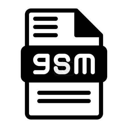 Illustration for Gsm file icon. Audio format symbol Solid icons, Vector illustration. can be used for website interfaces, mobile applications and software - Royalty Free Image