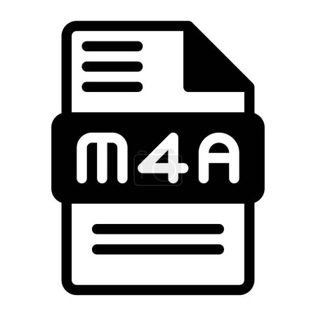 Icono del archivo M4a. Signatura de formato de audio Iconos sólidos, Ilustración vectorial. se puede utilizar para interfaces de sitios web, aplicaciones móviles y software