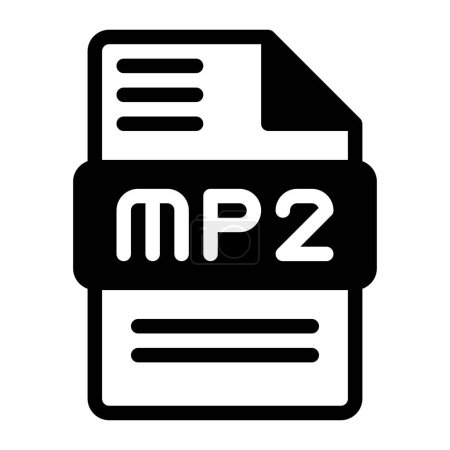 Icono de archivo Mp2. Signatura de formato de audio Iconos sólidos, Ilustración vectorial. se puede utilizar para interfaces de sitios web, aplicaciones móviles y software