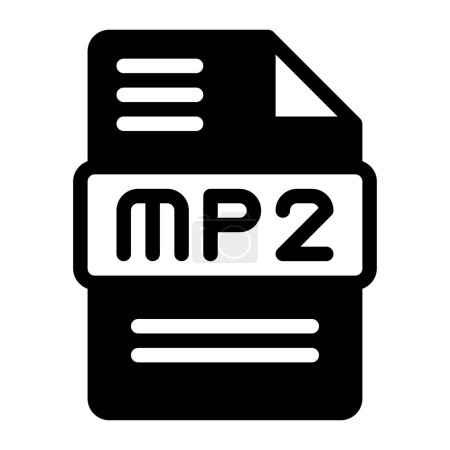 Icono de formato de archivo de audio Mp2. Diseño de estilo plano, símbolo de iconos de tipo de archivo. Ilustración vectorial.