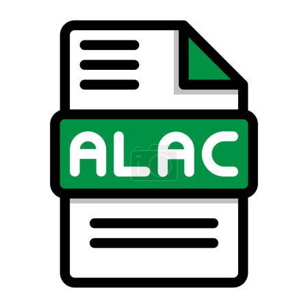 Icono de archivo Alac. archivo de audio plano, símbolos de formato de iconos. Ilustración vectorial. se puede utilizar para interfaces de sitios web, aplicaciones móviles y software