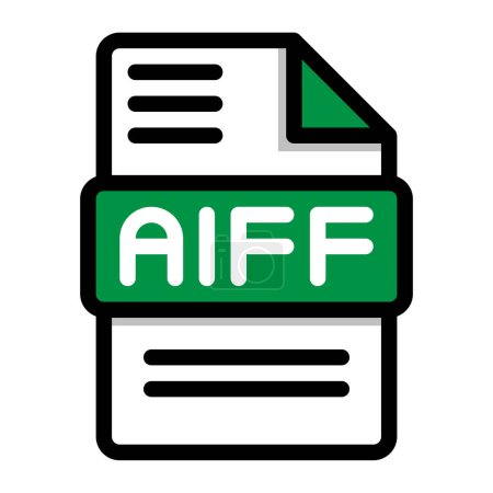 Icono de archivo Aiff. archivo de audio plano, símbolos de formato de iconos. Ilustración vectorial. se puede utilizar para interfaces de sitios web, aplicaciones móviles y software