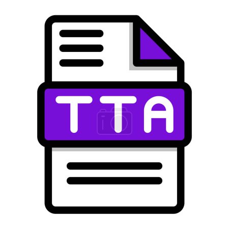 Illustration for Tta file icon. flat audio file, icons format symbols. Vector illustration. can be used for website interfaces, mobile applications and software - Royalty Free Image