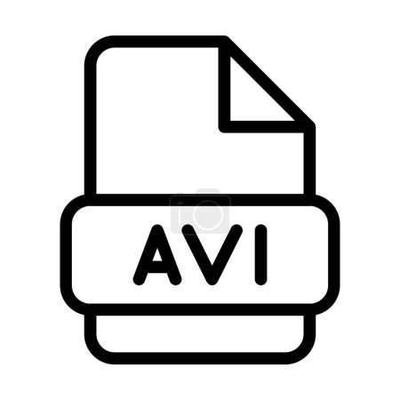 Icône de fichier Avi. Type Fichiers Signez le symbole de contour Conception, icônes Format Type de données. Illustration vectorielle.