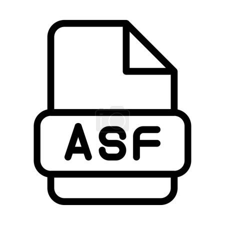 Asf Dateisymbol. Typ Dateien Umrisse Symboldesign, Symbole Formattyp Daten unterzeichnen. Vektorillustration.