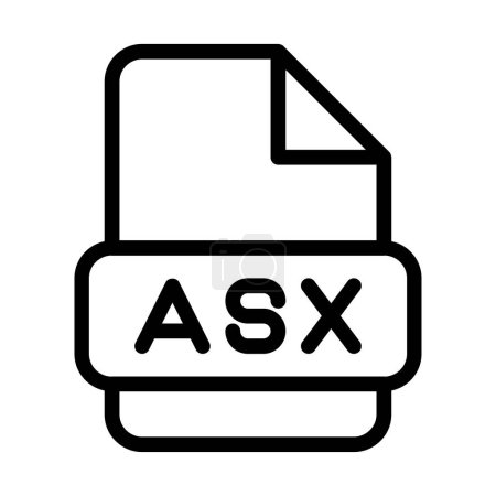 Asx File Icon. Typ Dateien Umrisse Symboldesign, Symbole Formattyp Daten unterzeichnen. Vektorillustration.